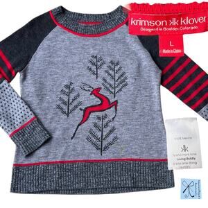 Krimson Klover 100% Merino Wool Reindeer Sweater Sz L As-is